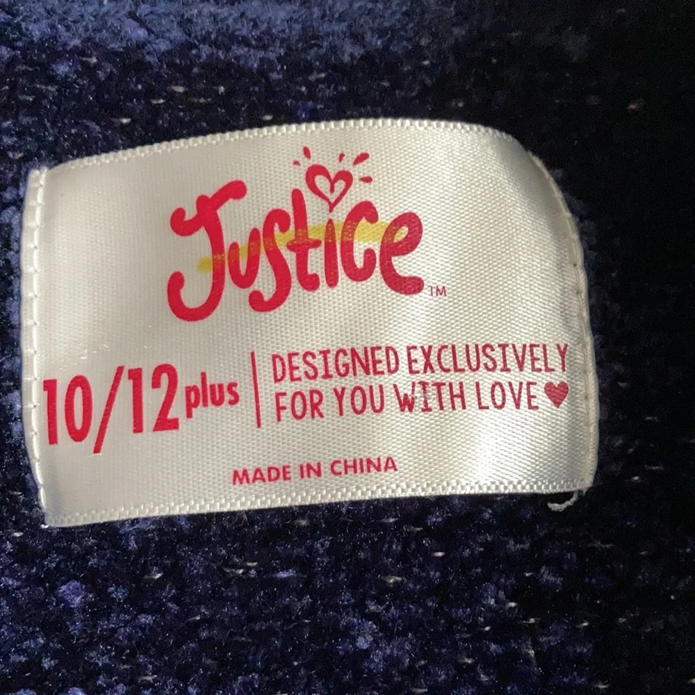 Justice Flip Sequin Chenille Sweater Girls 10/12 Plus Navy Blue
